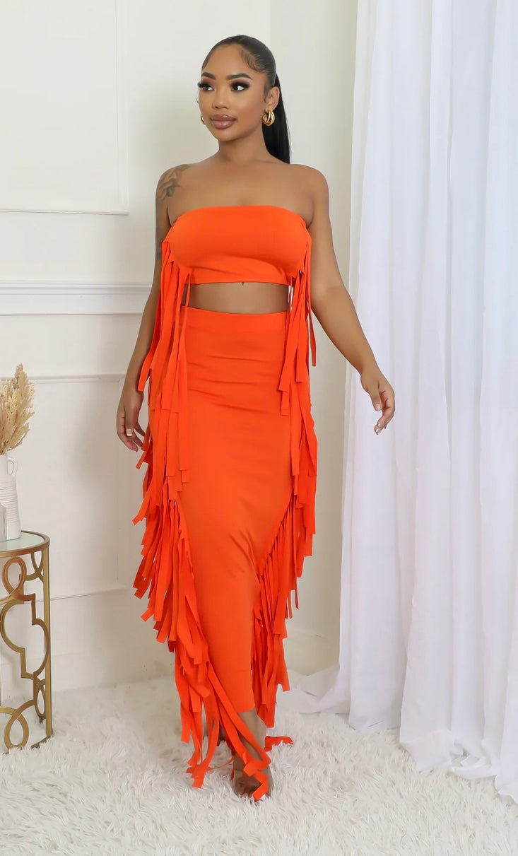 Fringe Skirt Set